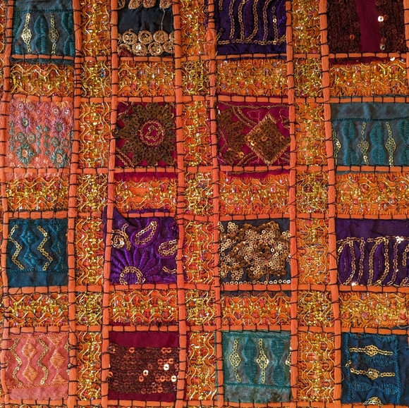 NWT 100% Cotton Handmade Beaded Sari Patchwork Home Decor Accent Pillow Cover - Picture 5 of 5